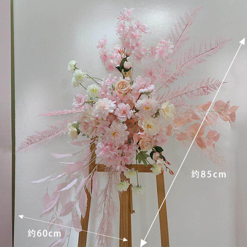 中式婚庆路引牡丹花点背景拱门挂花花艺布置婚礼装饰迎宾花柱摆件