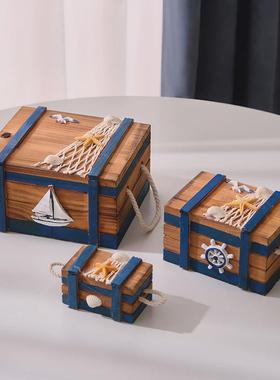 热销收纳盒地中海三合一木质收纳箱储物箱套三首饰盒木箱子摆件