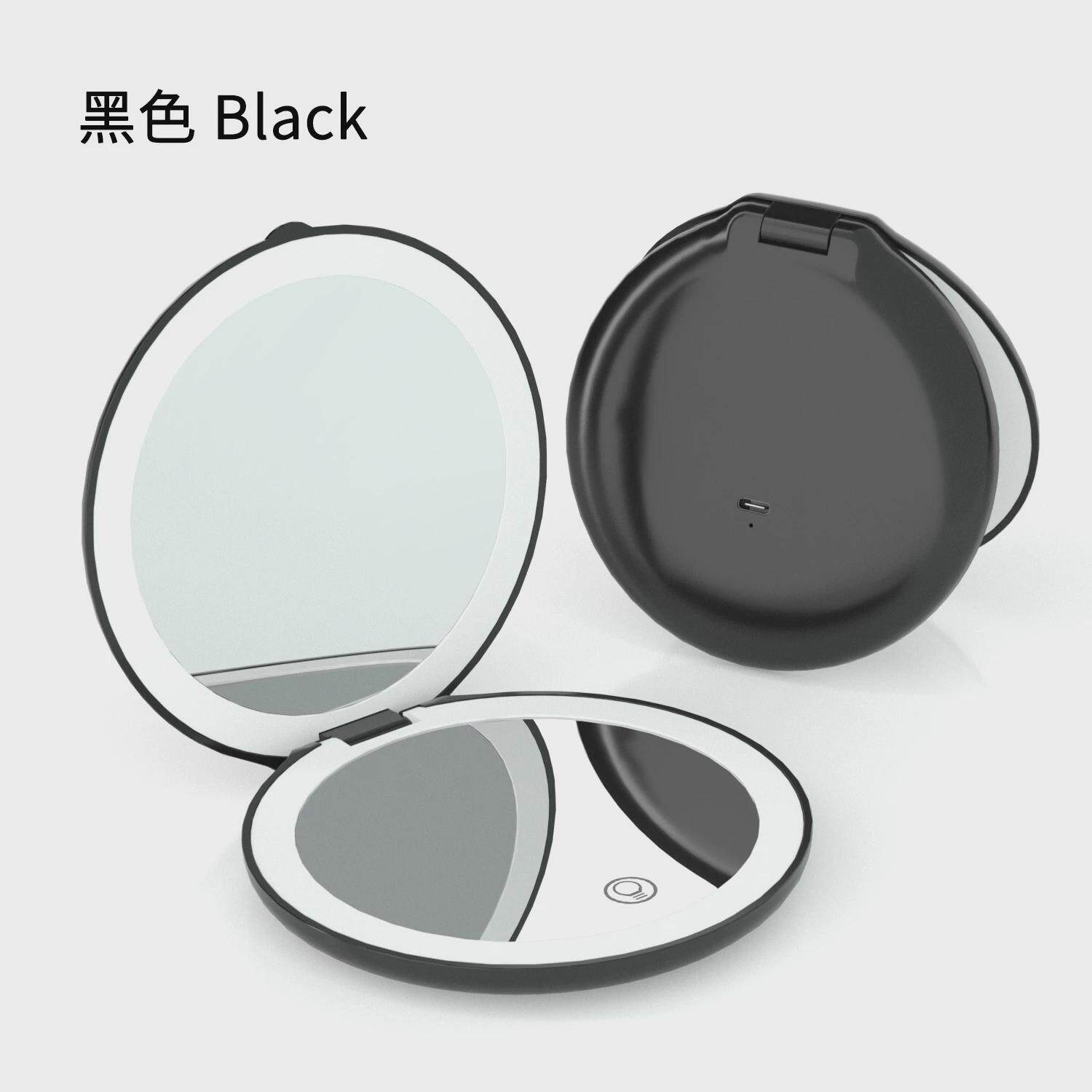 新款化妆镜led灯双面折叠三色灯光便携带灯光记忆礼品大尺寸镜子