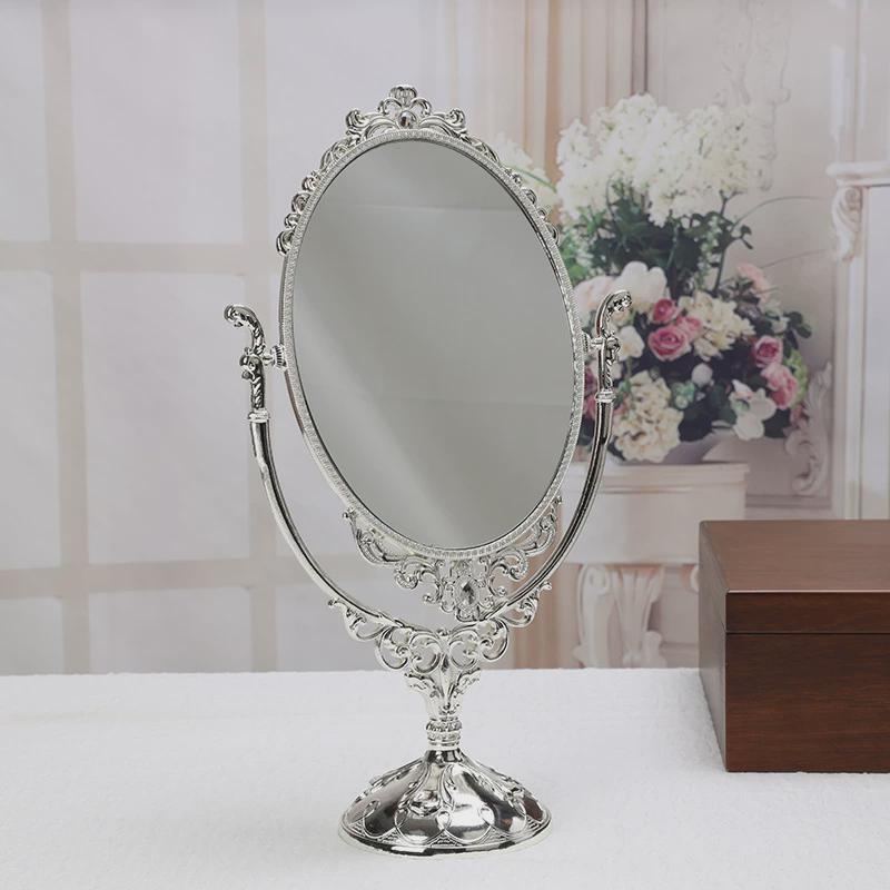 厂家源头欧式复古化妆镜梳妆镜田园金属台式梳妆镜复古双面梳妆镜