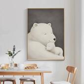 温馨儿童房墙面装 饰画 饰壁画卡通北极熊客厅挂画玄关画卧室北欧装