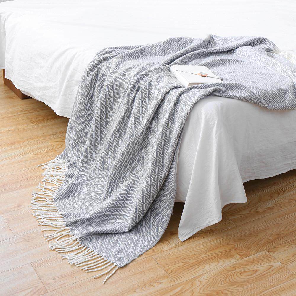 腈纶梭织毛毯提花沙发毯流苏毛毯针织飞机毯羊绒羊毛毯子披肩菱形