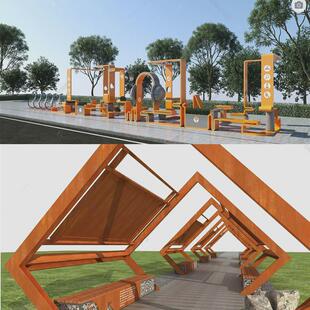 园林景观廊架校园文化长廊异型廊架造型廊架宣传栏景观亭景观小品