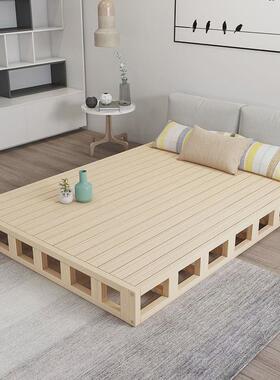 榻榻米床硬板双人床排骨架落地铺床热矮床贴地台床架子无床头日式