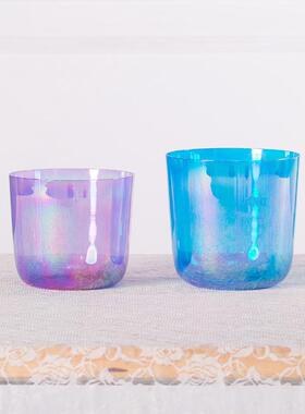 炼金钵七彩透明紫色水晶钵天铁钵颂钵唱净身打坐钵敲击音疗冥想