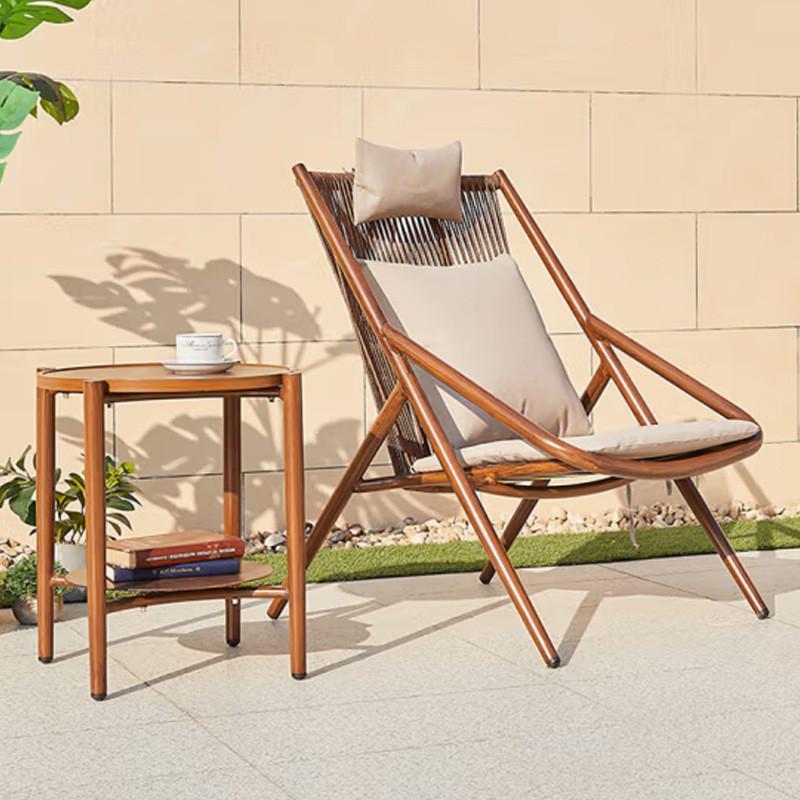 热销阳台小桌椅三件套室外轻奢庭院休闲桌椅一桌两椅靠背网红藤编