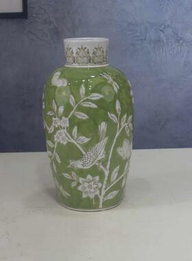 新中式手绘陶瓷花瓶摆件软装饰品客厅玄关复古青花瓷花瓶摆件花瓶