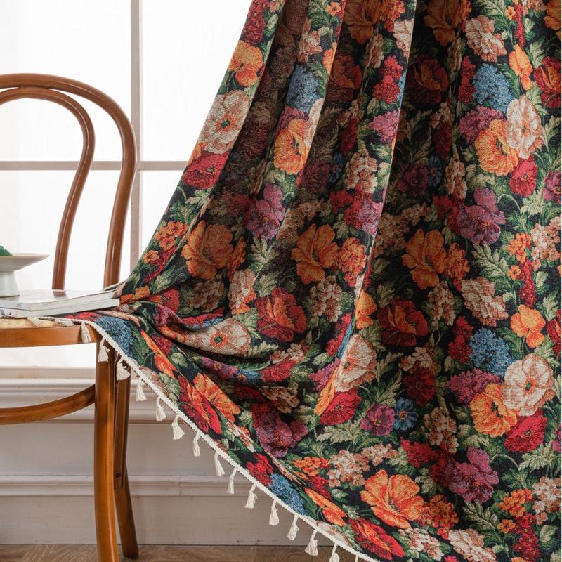 伊工厂琪韵窗帘花朵提花美式窗帘成品厨房帘飘窗半遮光缦直供