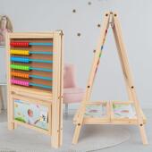 厂家新款 双面写字板 实木儿童画板木制磁性小黑板可升降画架支架式