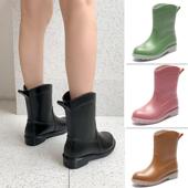 厨房工作保暖胶鞋 雨鞋 冬 外穿中筒加绒防滑防水鞋 雨靴套鞋 女时尚 款