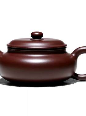 06ym【紫宜兴原矿手工紫砂壶泡茶壶手工李晓璐】朱泥扁腹壶2
