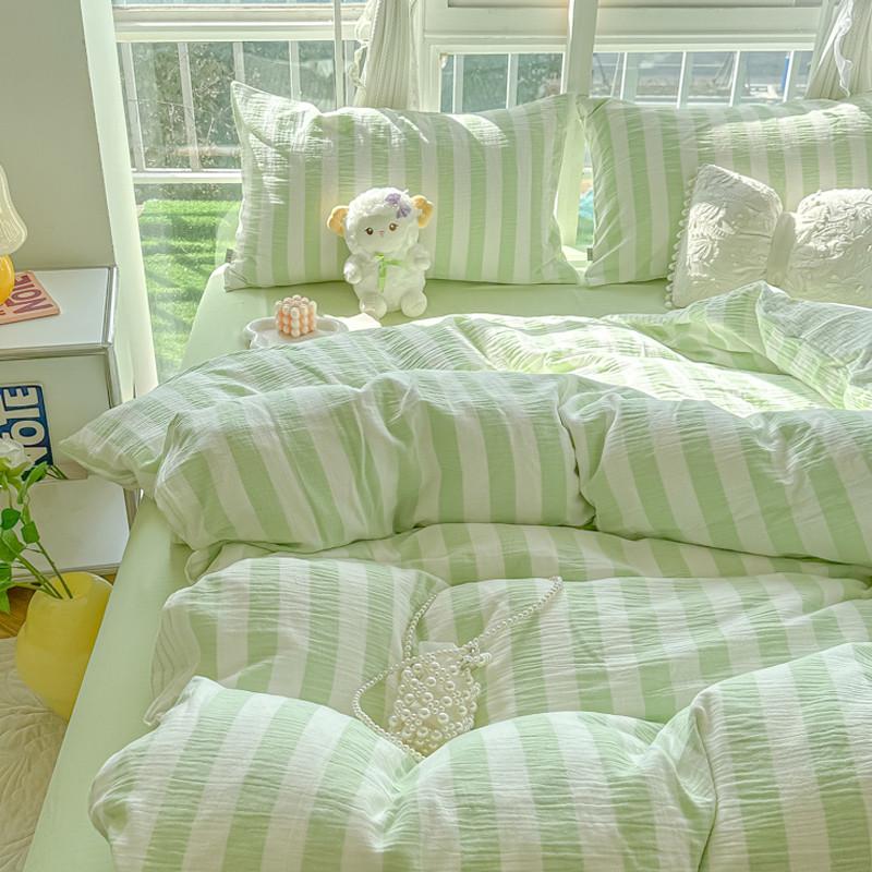 小清新学生宿舍床上三件套非磨毛被套罩床笠款床单四件套