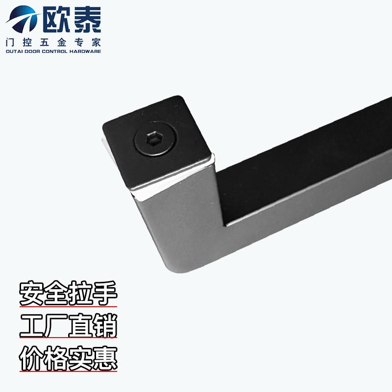 玻璃门拉手黑色大门KTV门把手欧式L型扶手哑黑钛拉丝配件大全方管