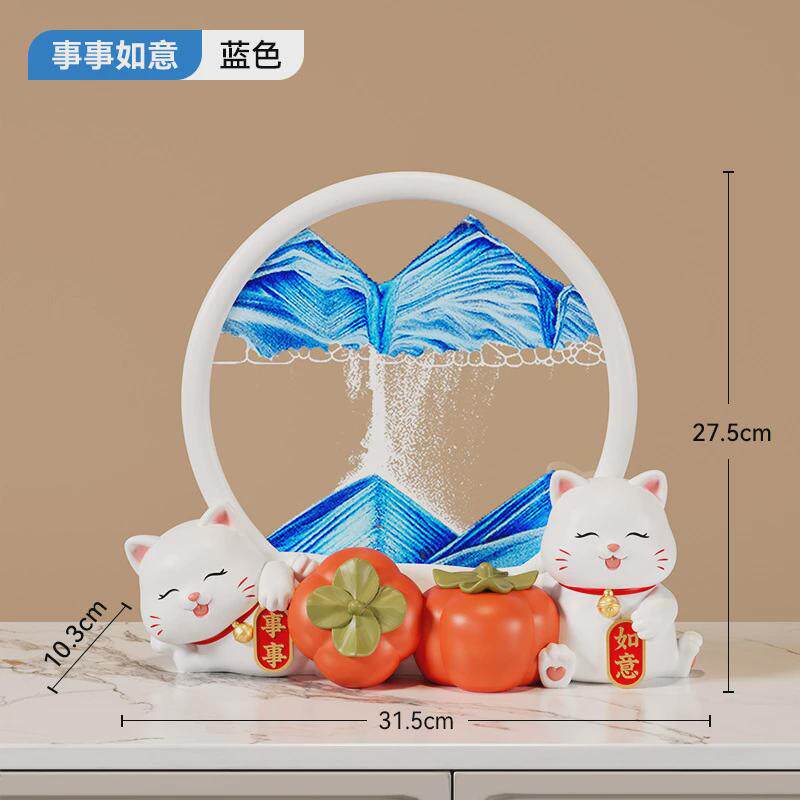 简约现代高档招财画平安喜乐沙漏流沙鹿摆件玄关酒柜电视柜装饰品