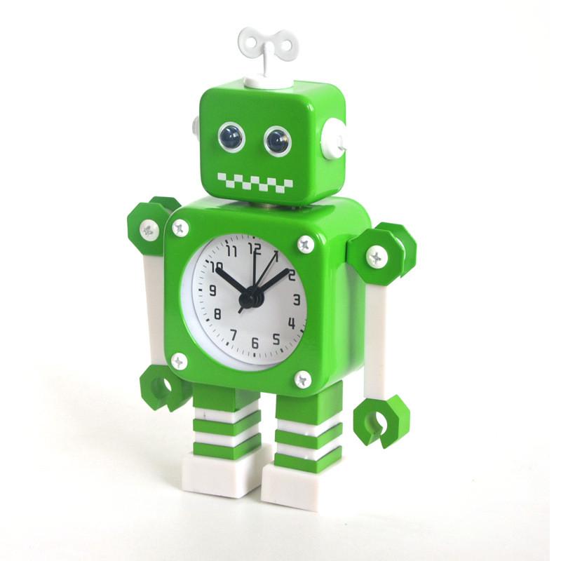 创意客厅儿童闹钟卡通静音装饰台钟床头机器人数字闹钟批发
