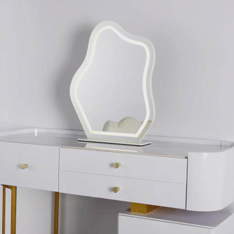 不规则化妆镜带灯led桌面浴室镜子镜子异形梳妆台化妆镜台式化妆