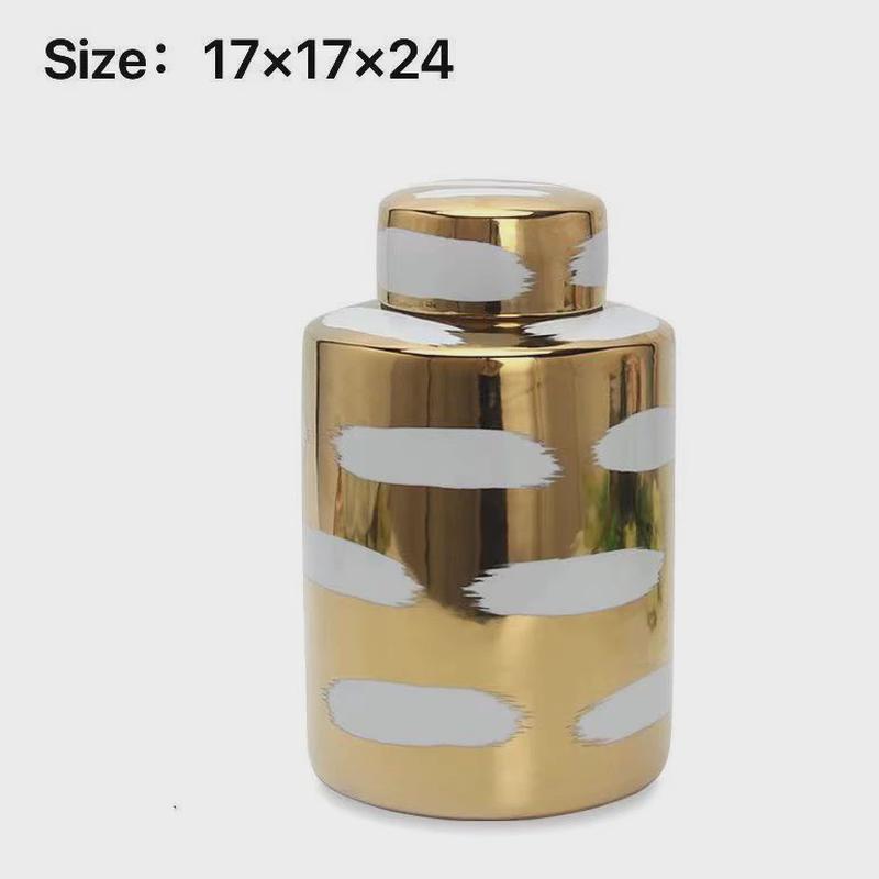 欧式家用茶叶罐家居摆件工艺品储物罐装饰品轻奢花瓶陶瓷罐带盖