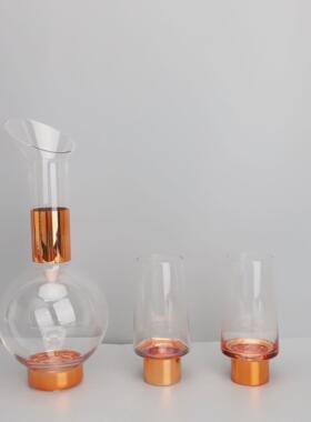 欧式玻璃球形酒具亚克力酒店托盘卧室客厅餐厅把手软装饰品摆件