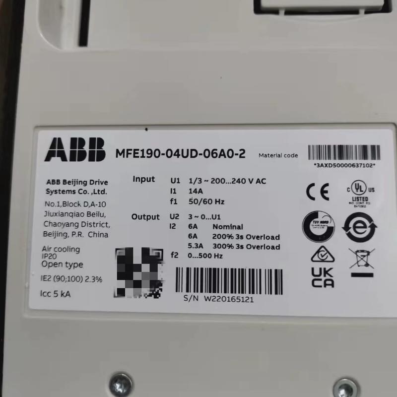 热销现货ABB驱动器MFE190-04UP-01A6-2+N8020/MFE190-04UP-09A0-2