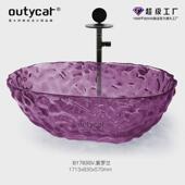 欧缇卡跨境彩色浴缸浴缸民宿树脂浴缸落地浴桶水波纹透明透明定制