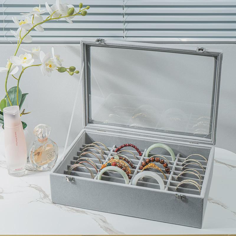 冰花绒布珠宝手镯箱40位玉器翡翠手镯盒玉镯子展示收纳盒首饰展示