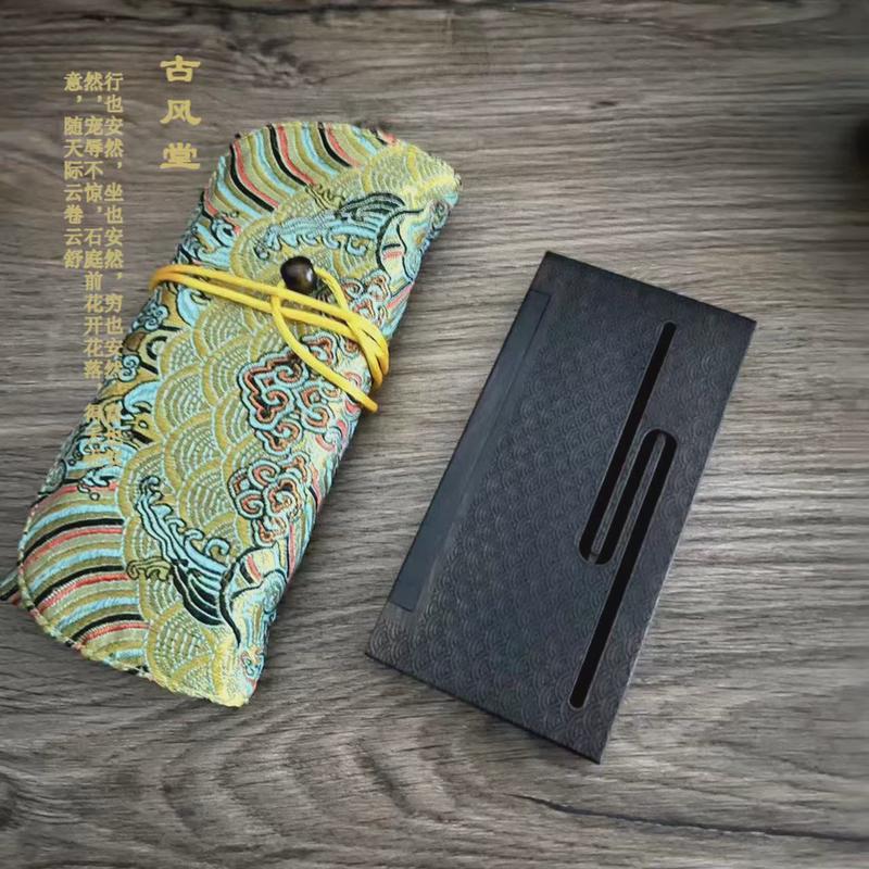 古风堂黑檀木缕空香盒雕刻水波纹便捷翻盖香盒点香器实木卧香盒香