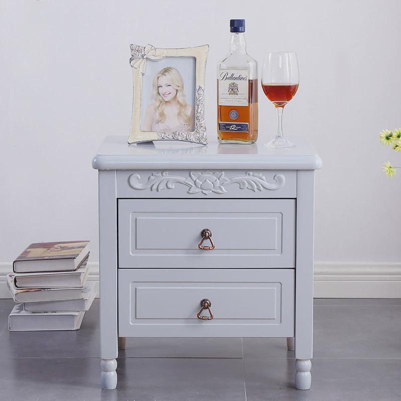 美式白色床头柜实木欧式卧室床边柜简约现代复古整装收纳储物柜