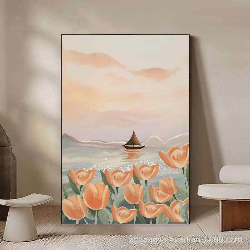北欧奶油风客厅沙发海景装饰画ins风日出背景墙壁画卧室床头挂画,家居饰品,现代装饰画,淘宝优惠券,粉丝福利购,淘宝优惠卷