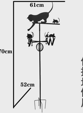 户外花园草坪装饰金属挂墙工艺品地插两用路标铁艺插件方向标