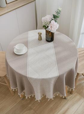 伊缦琪韵灰色提花几何桌布文艺圆桌茶几餐桌布艺长台布圆形
