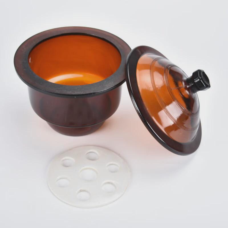 玻璃干燥器带真空实验室皿透明棕色180240300400mm化学干燥用
