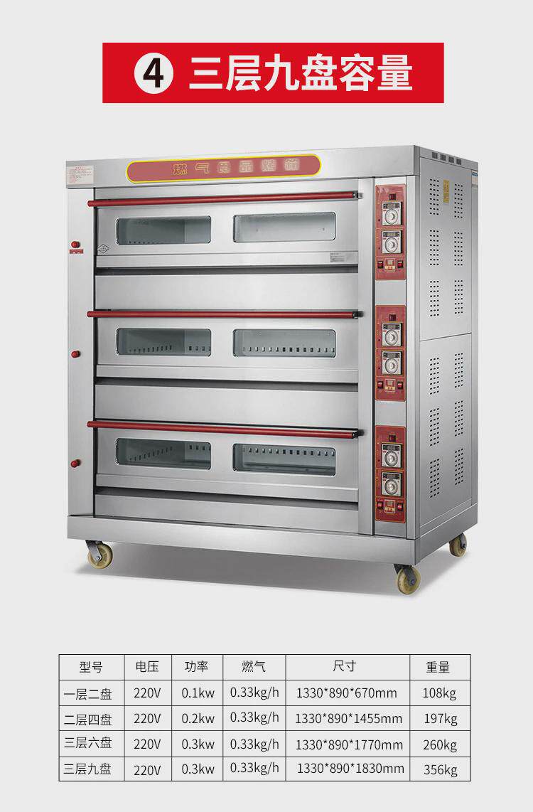 Оборудование для переработки мяса 商用面包烤箱燃气烤炉单层二层比萨多功能燃气烤箱三层烘炉