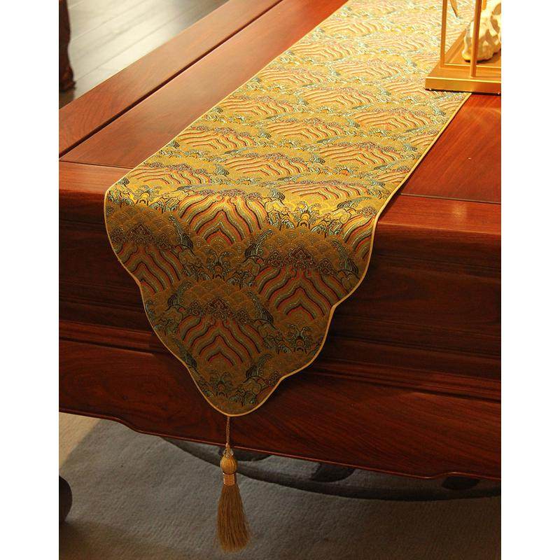 中式禅意桌旗国风云锦茶席防水茶桌垫杯垫茶道配件长桌布客厅桌布