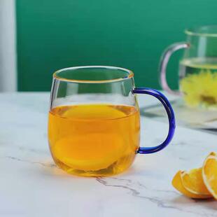 鑫企450ml把杯蘑菇杯品茗杯 中式耐热高硼硅玻璃花茶杯水杯
