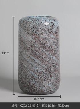 博西家居饰品水磨石直筒柱状水培玻璃花瓶样板间花器软装彩色