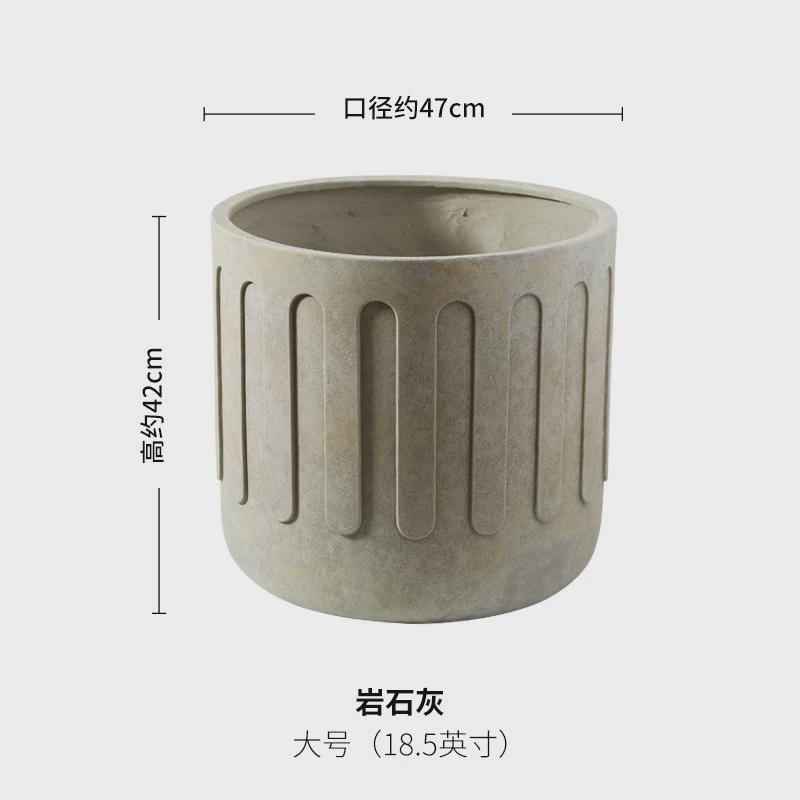 北欧大口径户外特大号水泥盆镁泥花盆落地阳台客厅花园琴叶榕绿植