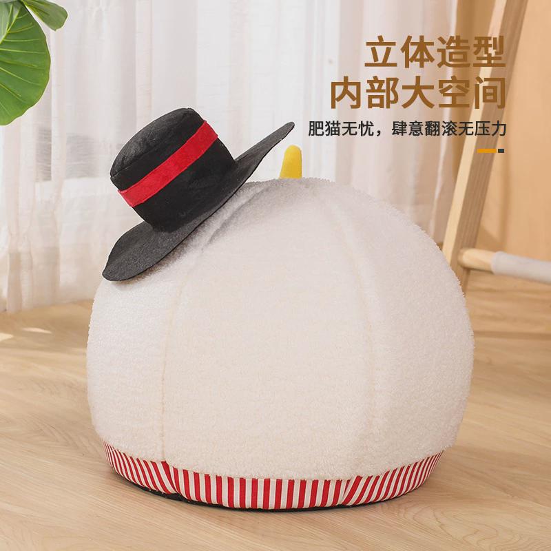 猫窝秋冬四季通用半封闭式宠物用品可爱圣诞雪人猫窝冬季保暖猫屋