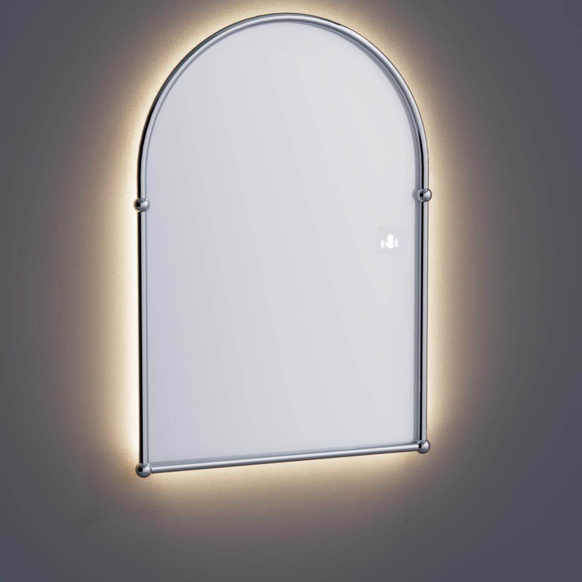 gz6m美景复古黄铜拱形智能浴室镜金色卫生间挂墙发光镜子法式梳妆