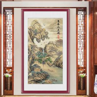 86m0富春风景图十字绣2023新款线绣客厅小件山居玄关竖版手工自己