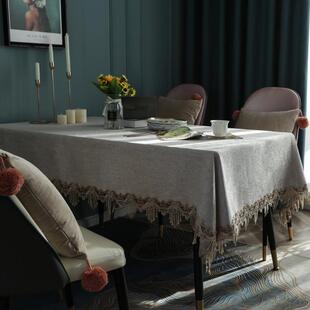 桌布布艺简约现代北欧布西长方形茶几台轻奢餐桌椅套罩美式餐桌布