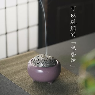 香薰电加热炉沉香檀香电子陶瓷电熏炉家用直插熏香茶室摆件
