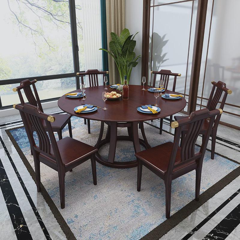 新中式实木餐桌椅子1.3米现代中式大小户型家用饭桌圆桌客厅家具
