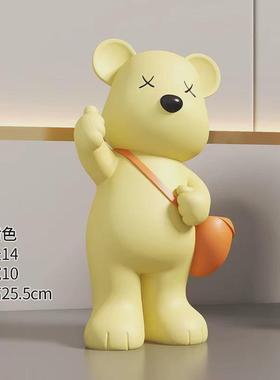 创意网红北极熊点赞收纳小摆件电视柜茶几书房玄关隔断家居装饰品