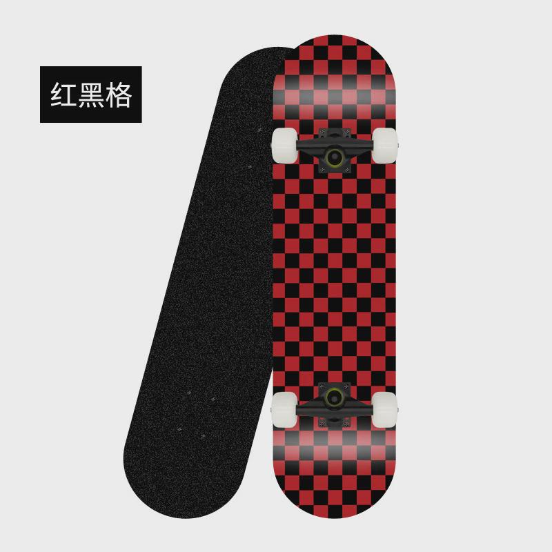 外贸格子款专业四轮烤漆枫木滑板恒迪七层支架批发零售