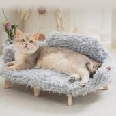 喵四季 乎可拆洗猫床工厂直销 通用汪也木质宠物床网红猫窝狗窝冬季