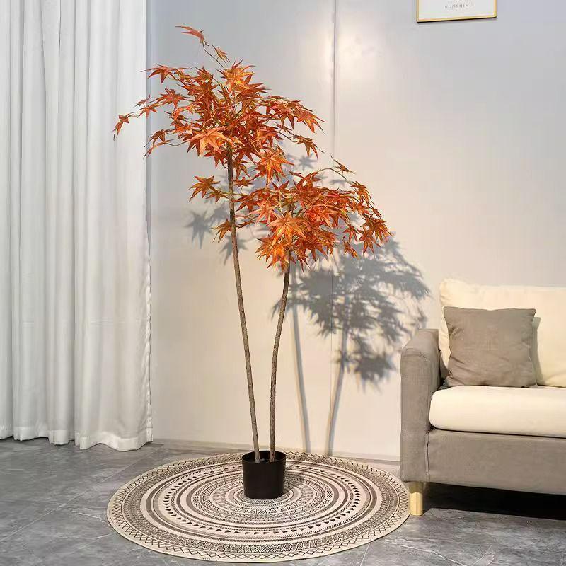 北欧仿真红绿植枫树盆栽ins现代轻奢客厅房间网红室内落地假树