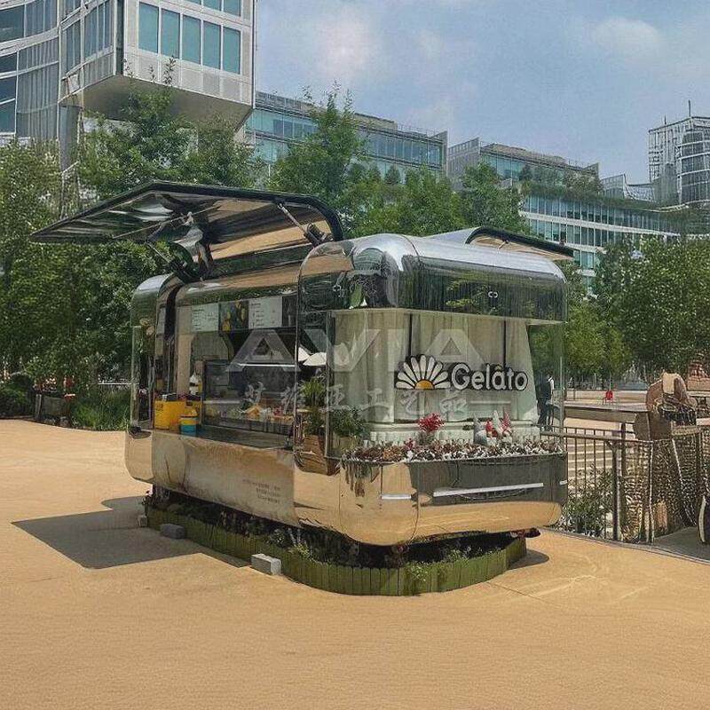 镜面不锈钢云仓飞机翼餐车商用餐厅移动商业街景区摆摊奶茶咖啡车