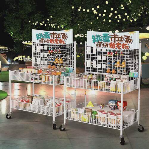 摆摊小推车加粗方管可折叠冰粉甜品花车货架寿司夜市移动出摊