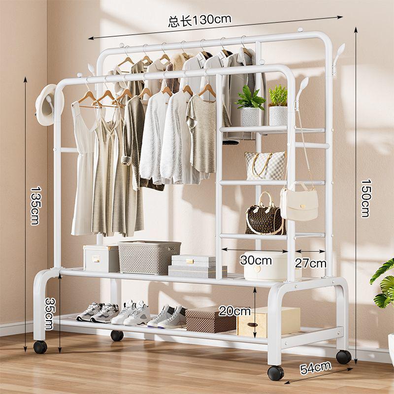 衣架落地立式室内挂衣服架子卧室学生宿舍多层衣帽架加粗凉晒杆