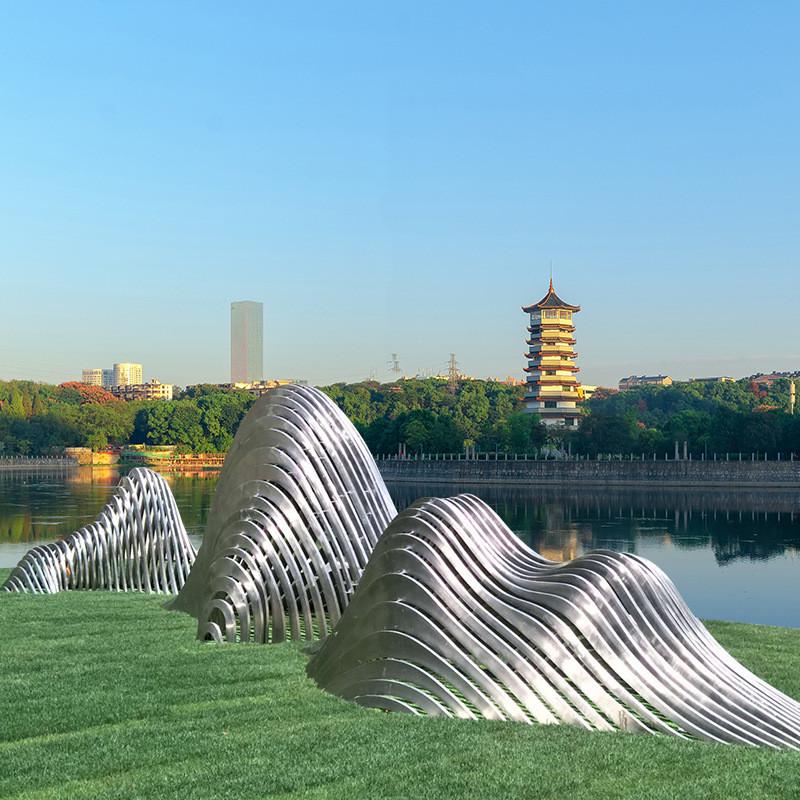 定制大型不锈钢假山模型抽象绿地园林景观小品户外雕塑公园摆件